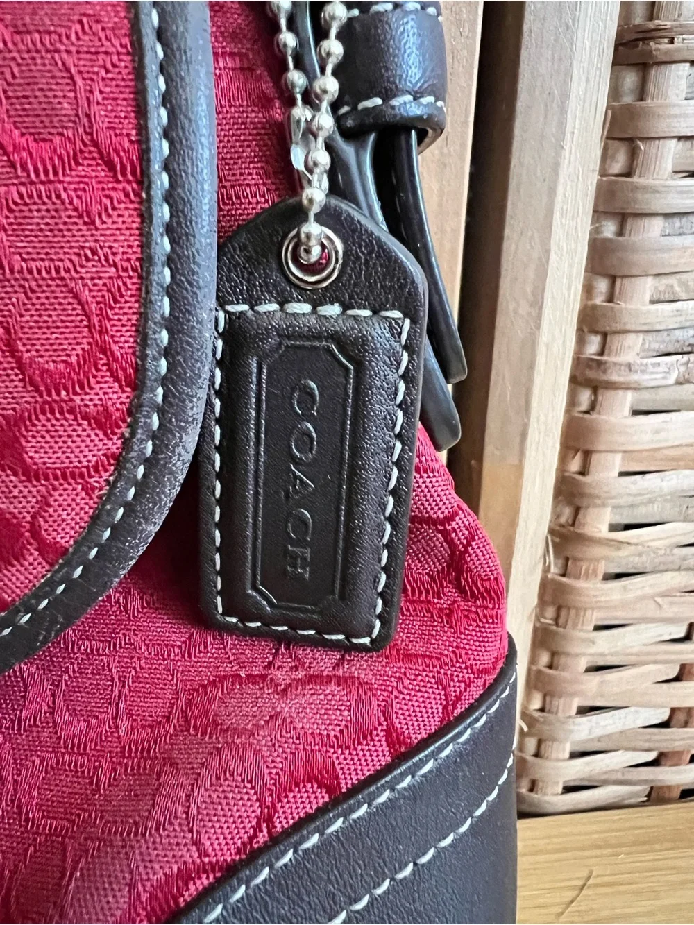 Coach red 6808 soho vintage mini signature brown leather shoulder bag